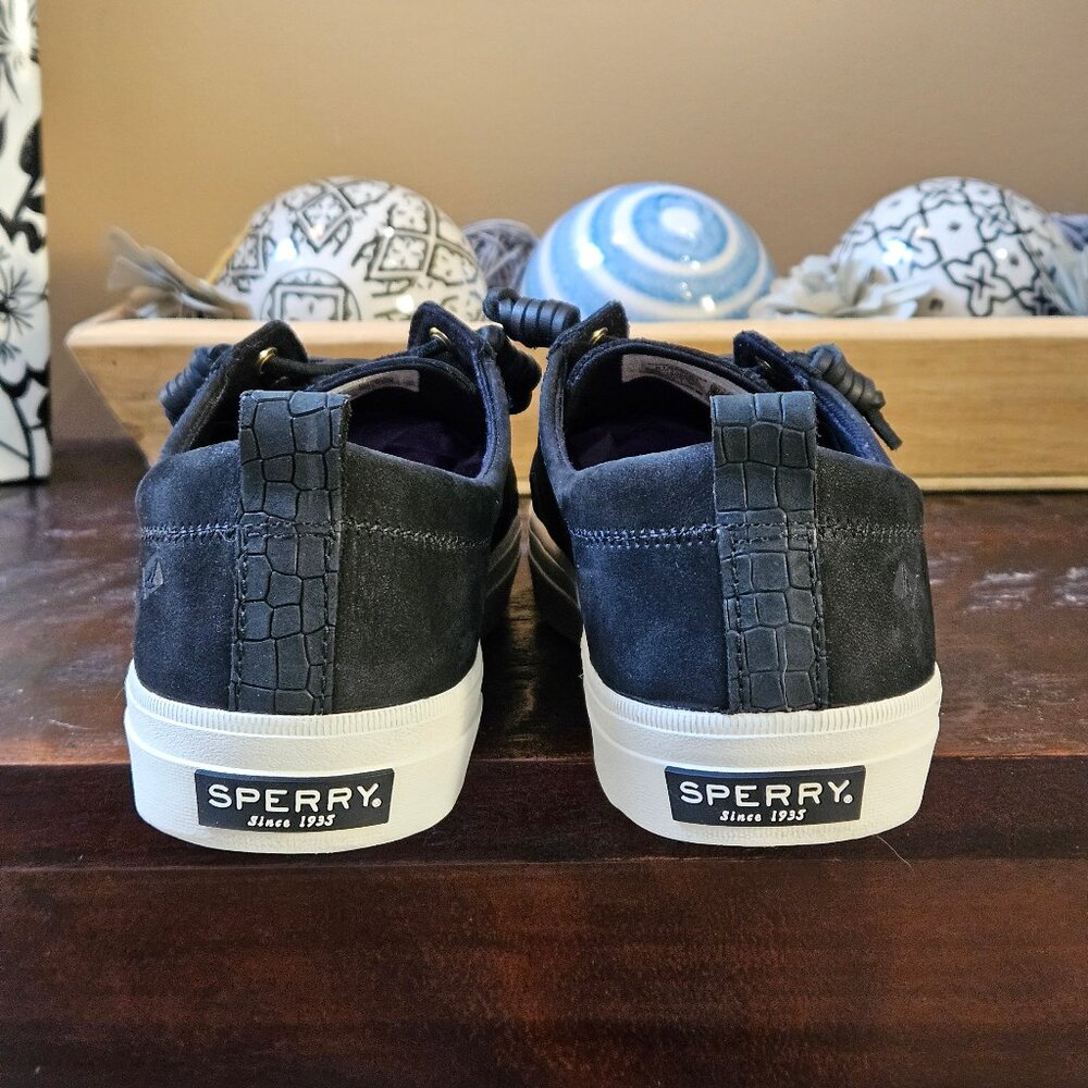 Sperry Women's Crest Vibe Plushwave Black Snake Nubuck Leather Sneakers, Sz 9 - Picture 4 of 16